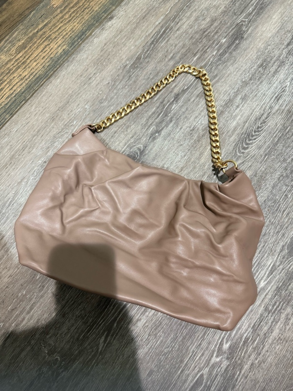 Taupe gold chained small tote
